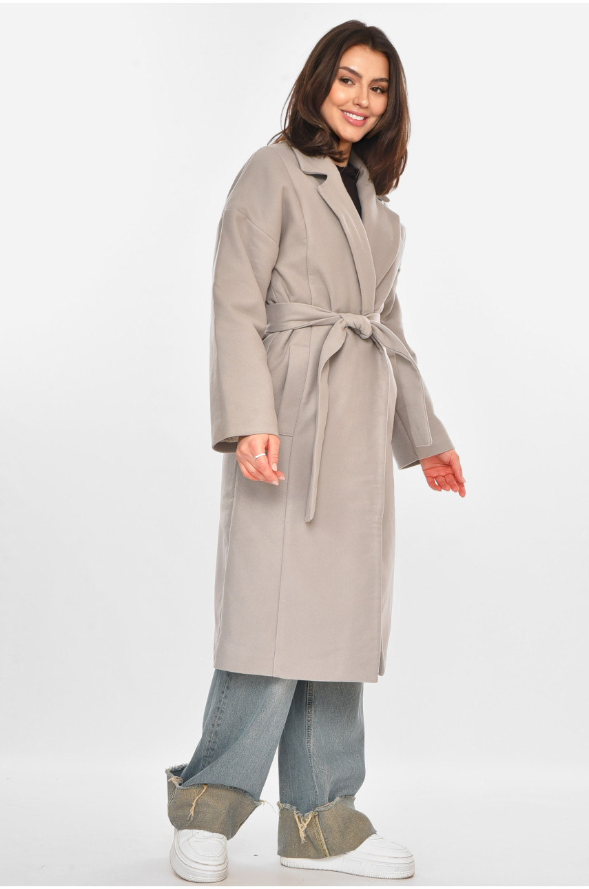 Пальто жіноче однотонне світло-сірого кольору 5352 213196