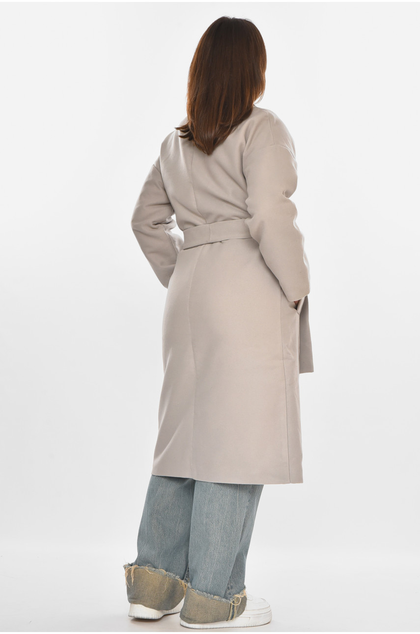 Пальто жіноче однотонне світло-сірого кольору 5352 213196