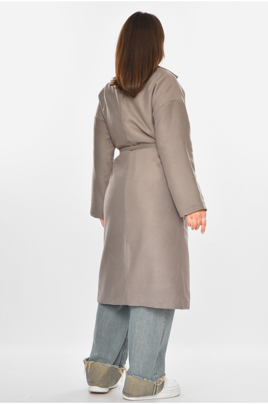 Пальто жіноче однотонне темно-сірого кольору 5352 213197