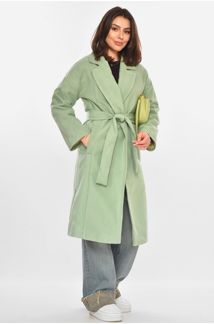Пальто жіноче однотонне м'ятного кольору 5352 213201