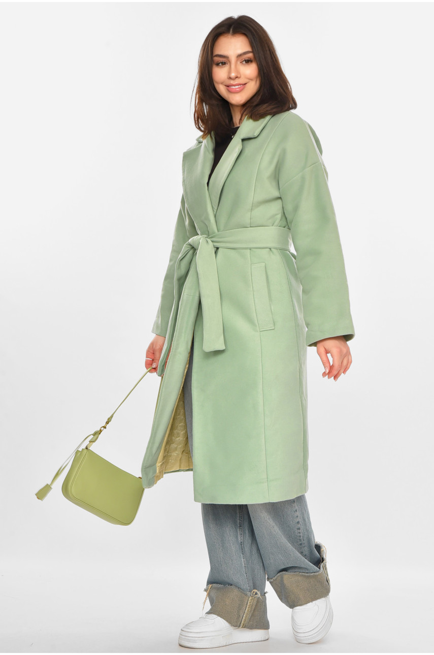 Пальто жіноче однотонне м'ятного кольору 5352 213201
