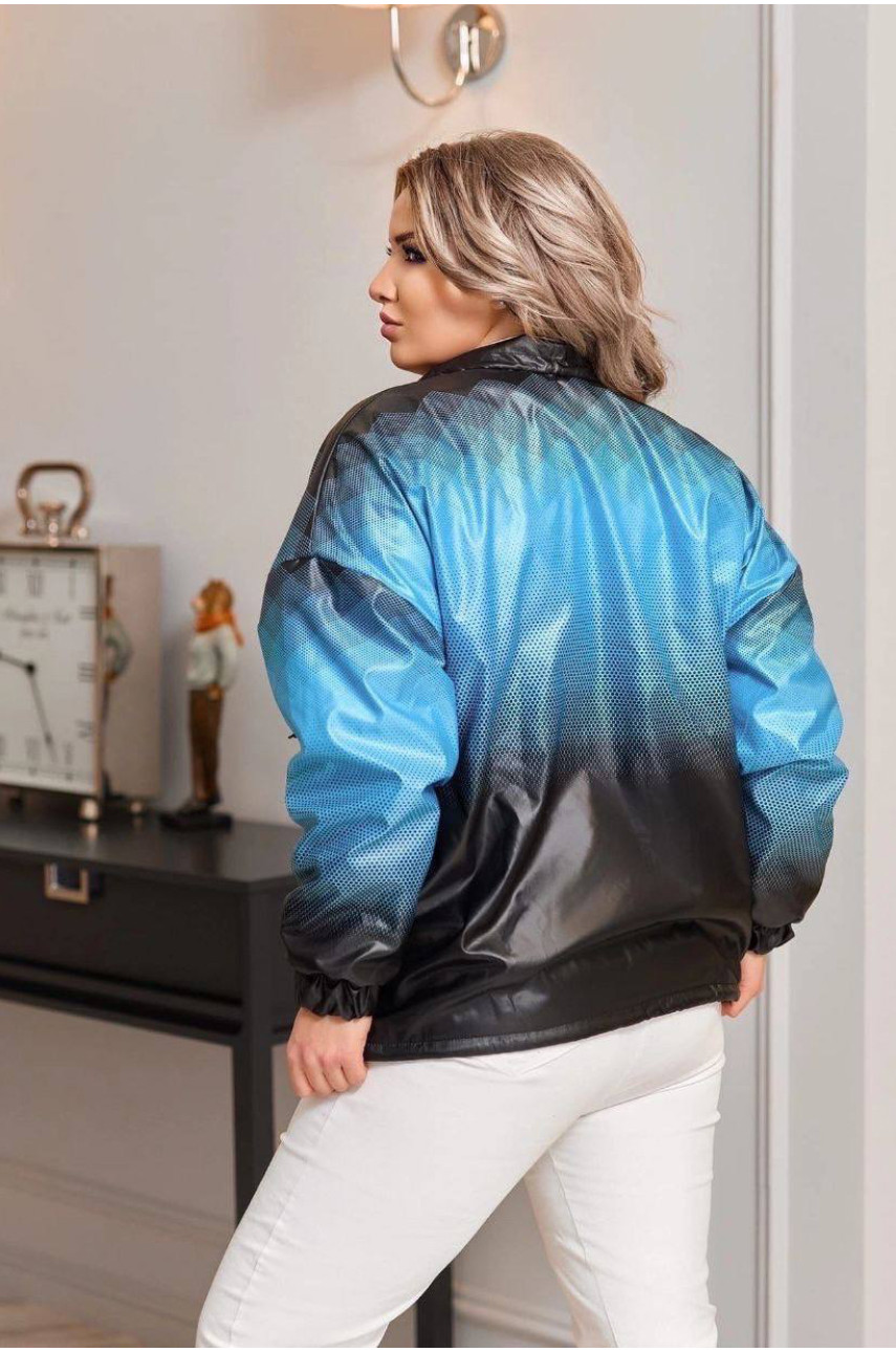 Ветровка женская полубатальная бирюзового цвета с принтом 05554 213202