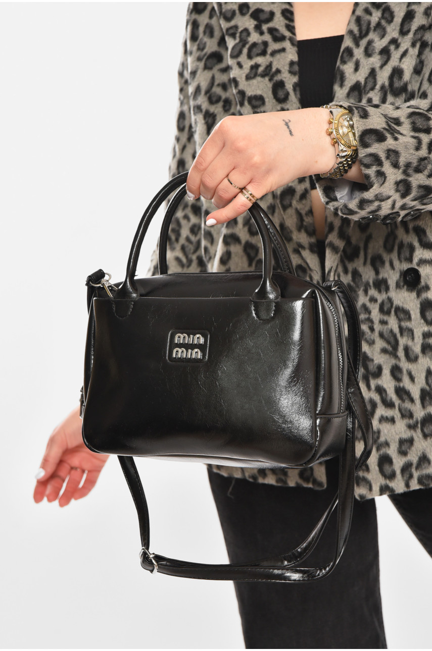 Сумка женская из экокожи черного цвета 6606 213210