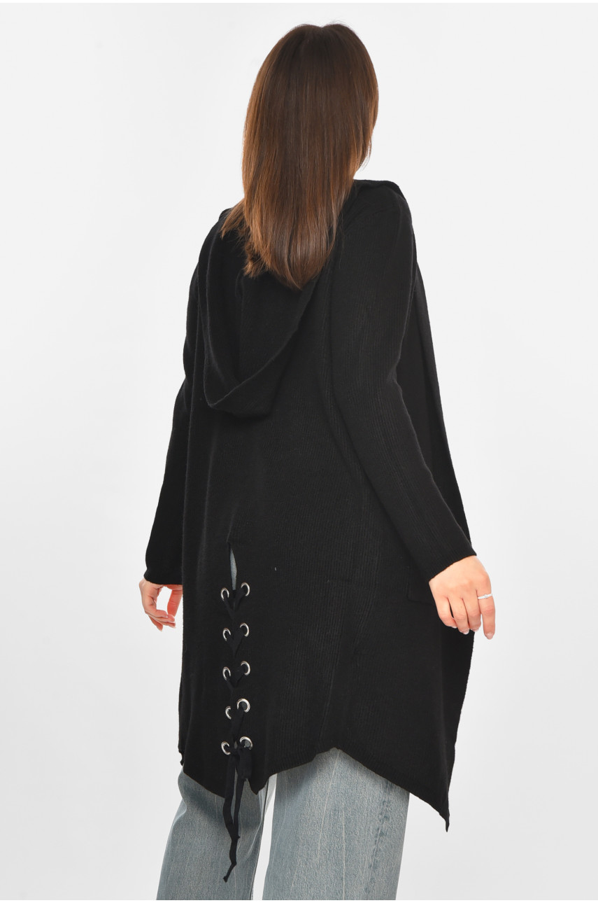 Кардиган жіночий однотонний чорного кольору PM8633 213219
