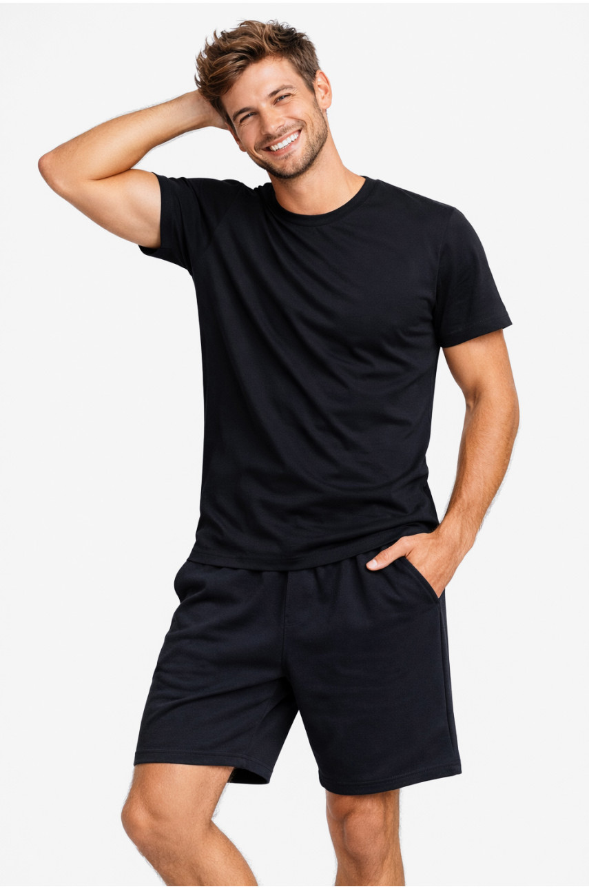 Костюм чоловічий шорти та футболка темно-синього кольору 213221