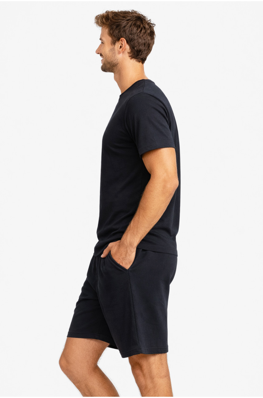 Костюм чоловічий шорти та футболка темно-синього кольору 213221