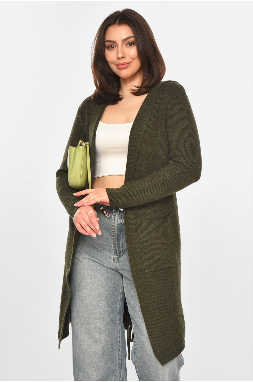 Кардиган жіночий однотонний кольору хакі PM8633 213222