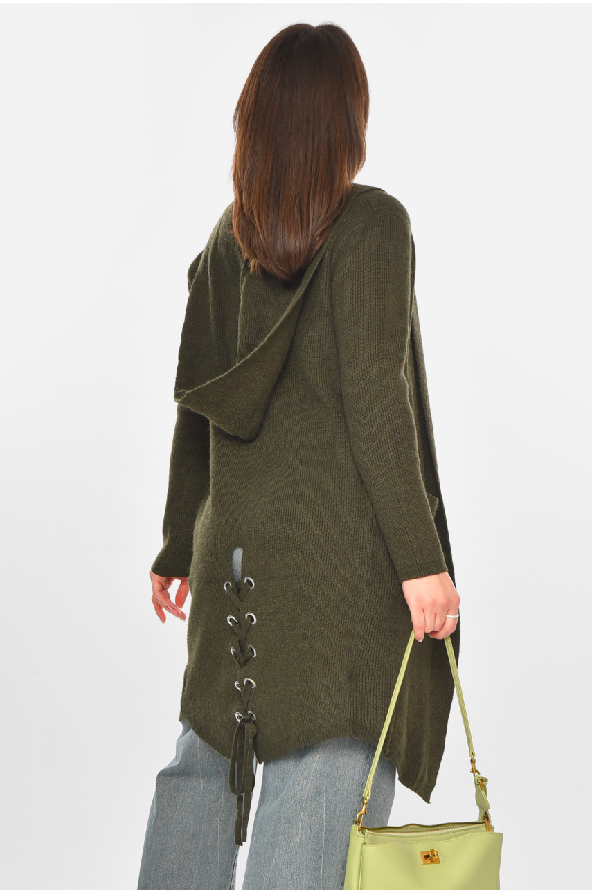 Кардиган жіночий однотонний кольору хакі PM8633 213222