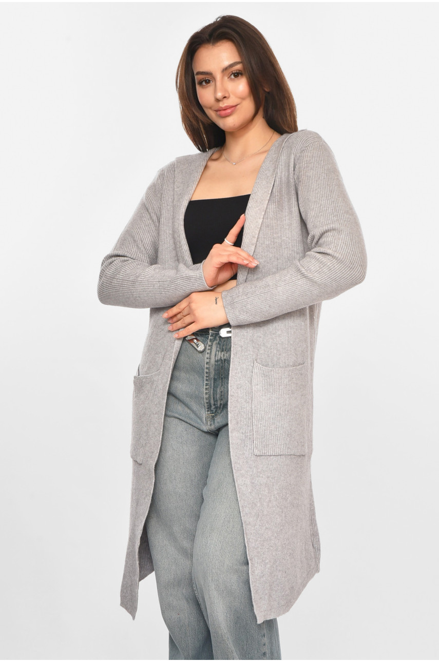 Кардиган жіночий однотонний сірого кольору PM8633 213224