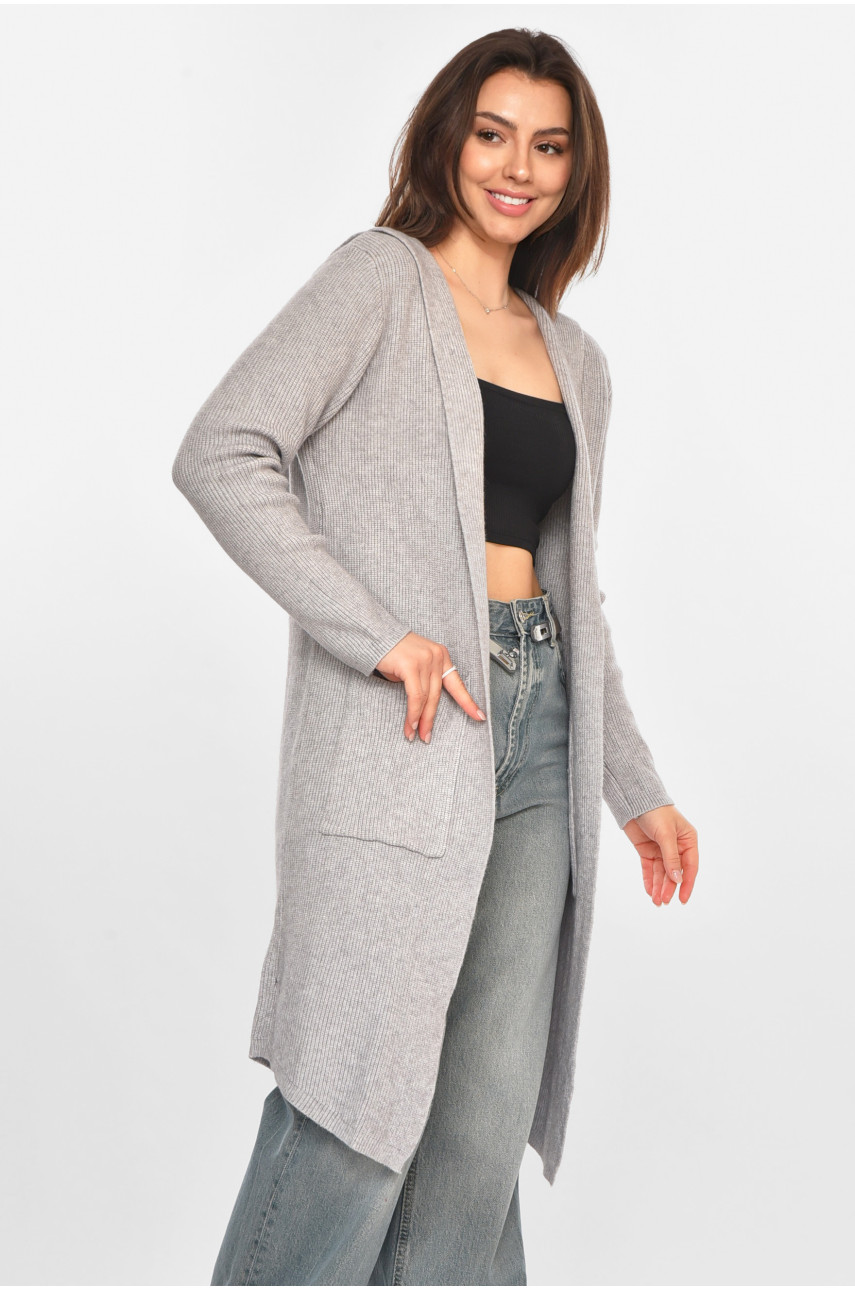 Кардиган жіночий однотонний сірого кольору PM8633 213224