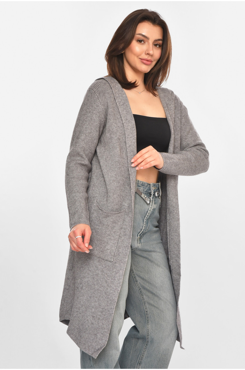 Кардиган жіночий однотонний темно-сірого кольору PM8633 213225