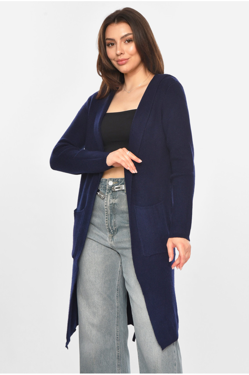 Кардиган жіночий однотонний темно-синього кольору PM8633 213226
