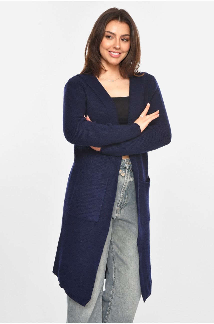 Кардиган жіночий однотонний темно-синього кольору PM8633 213226