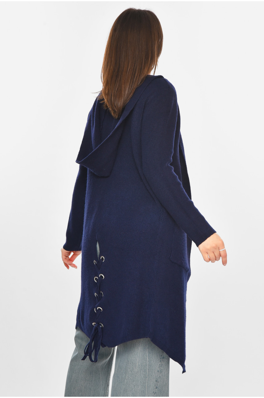 Кардиган жіночий однотонний темно-синього кольору PM8633 213226