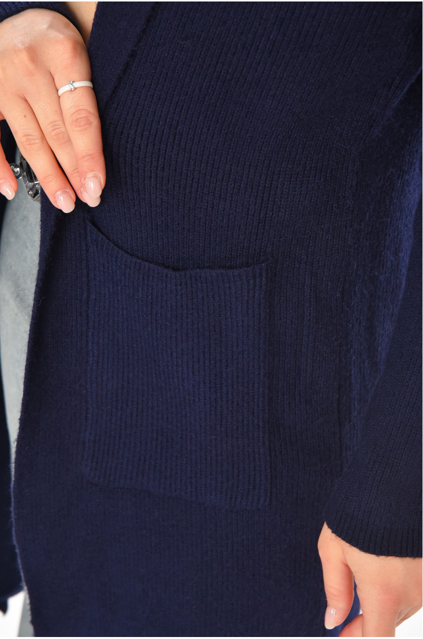 Кардиган жіночий однотонний темно-синього кольору PM8633 213226