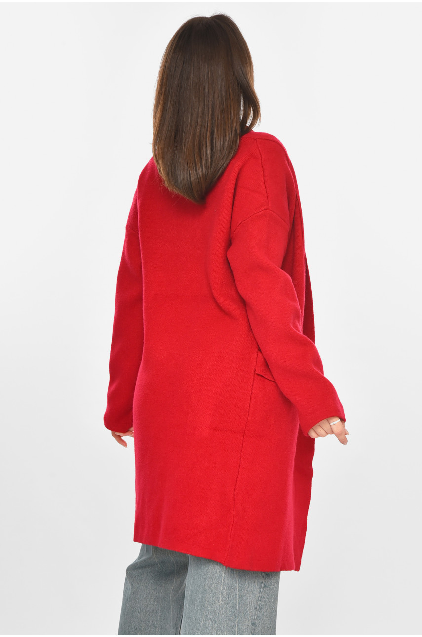 Кардиган жіночий однотонний червоного кольору PM8651 213228