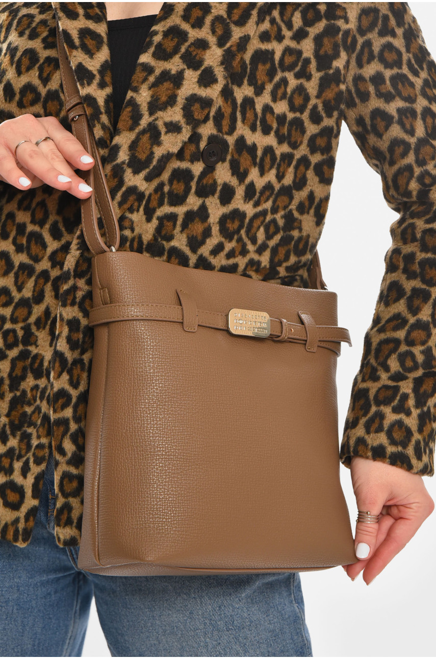 Сумка женская из экокожи бежевого цвета 755 213231