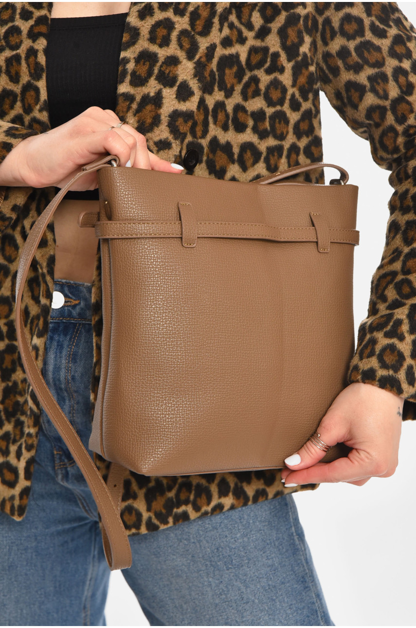 Сумка женская из экокожи бежевого цвета 755 213231