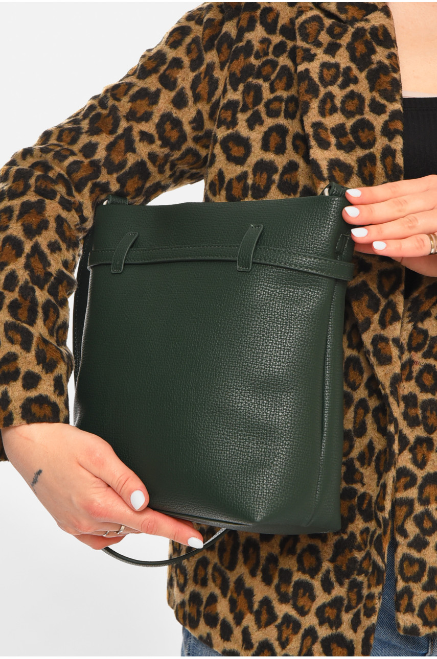 Сумка женская из экокожи темно-зеленого цвета 755 213232