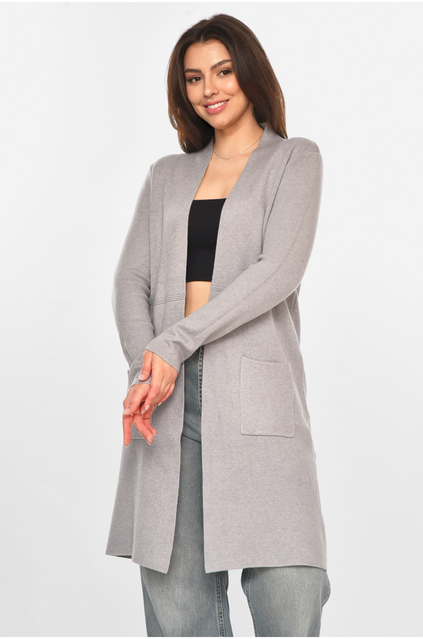 Кардиган жіночий однотонний сірого кольору PM9057 213239