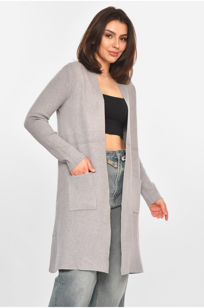 Кардиган жіночий однотонний сірого кольору PM9057 213239