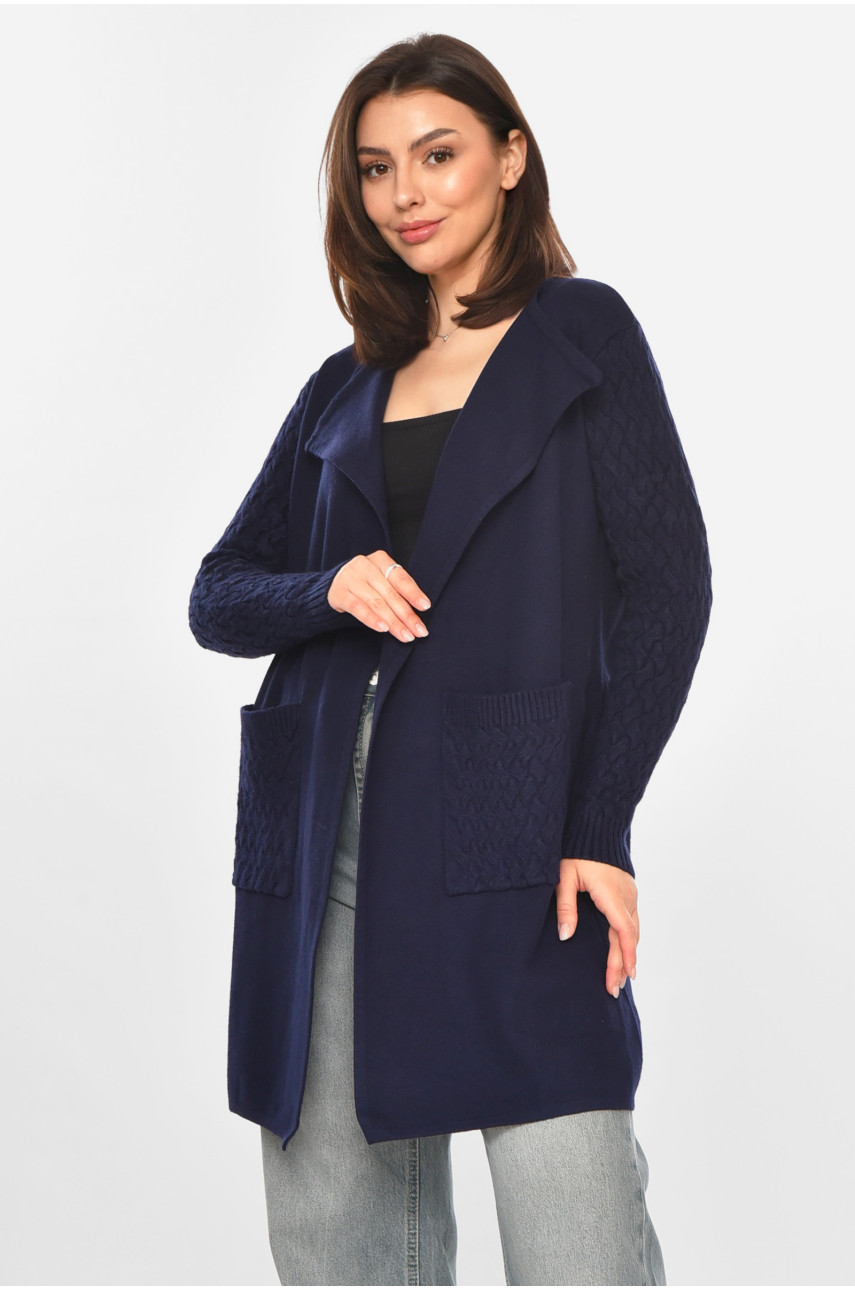 Кардиган жіночий однотонний темно-синього кольору PM9264 213240