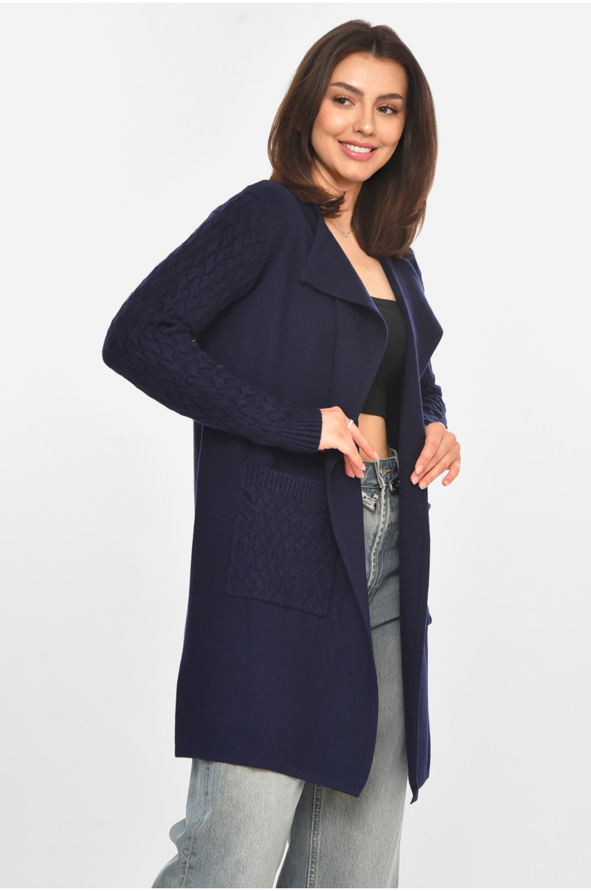Кардиган жіночий однотонний темно-синього кольору PM9264 213240