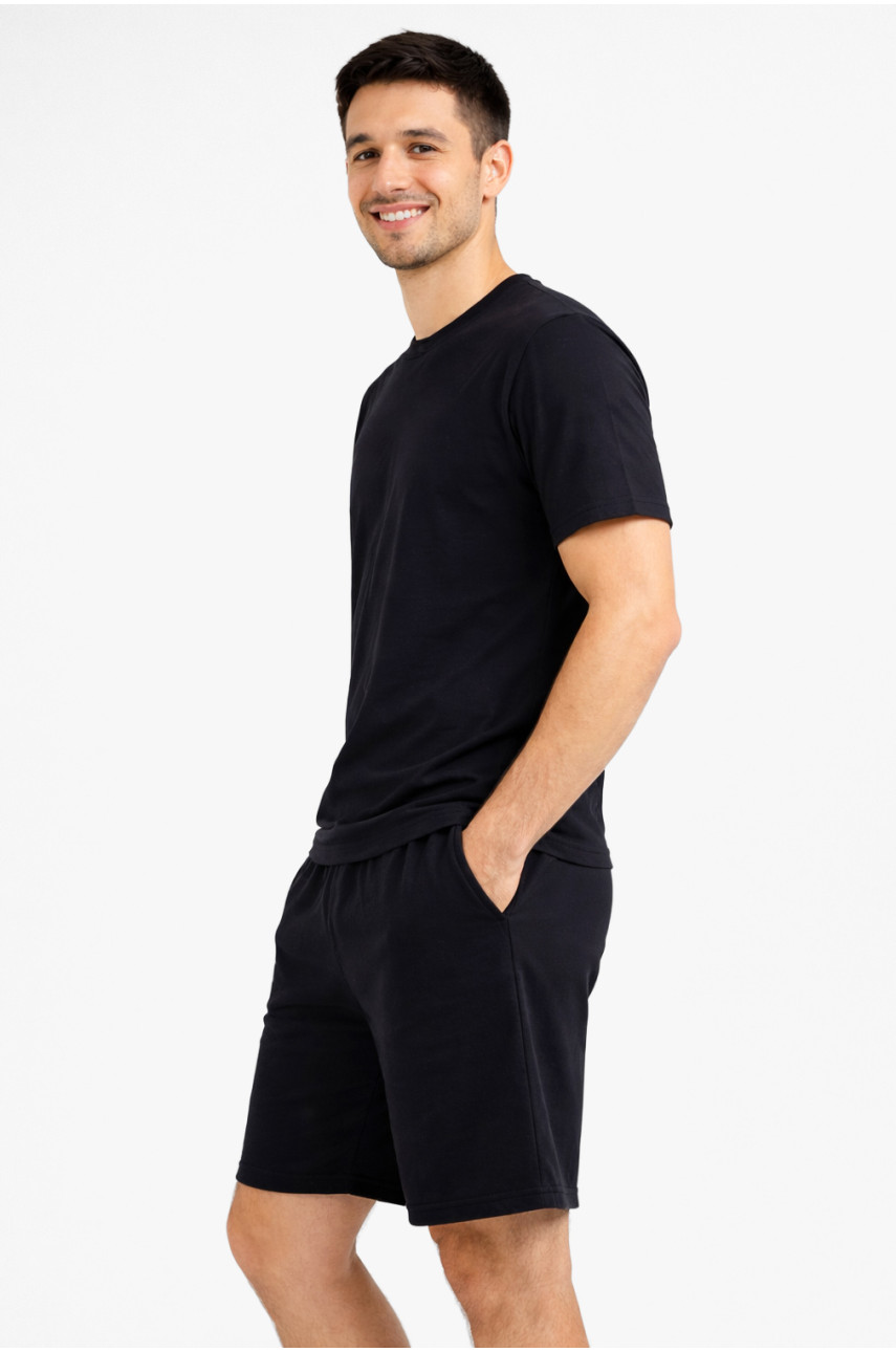 Костюм чоловічий шорти та футболка темно-синього кольору 213243