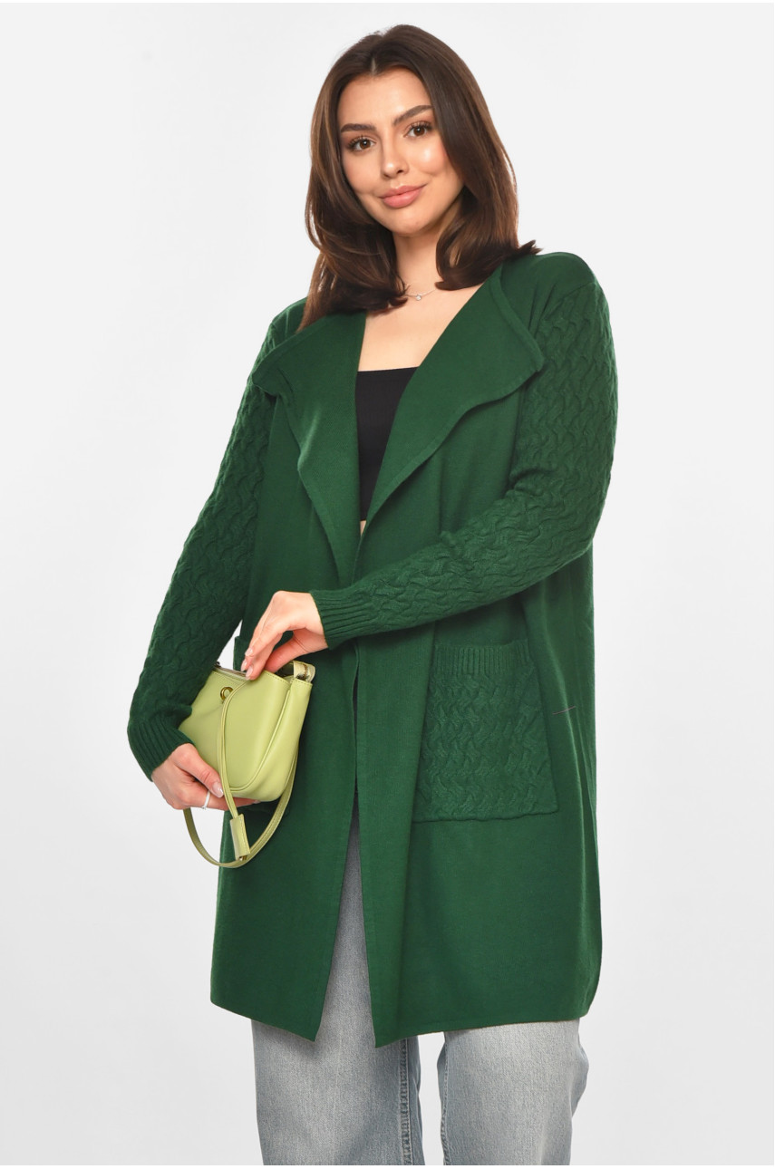 Кардиган жіночий однотонний зеленого кольору PM9264 213244