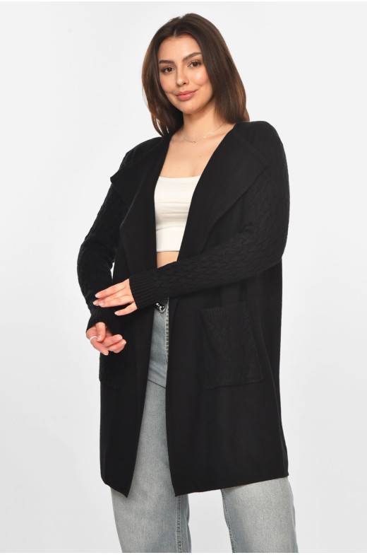 Кардиган женский однотонный черного цвета PM9264 213246