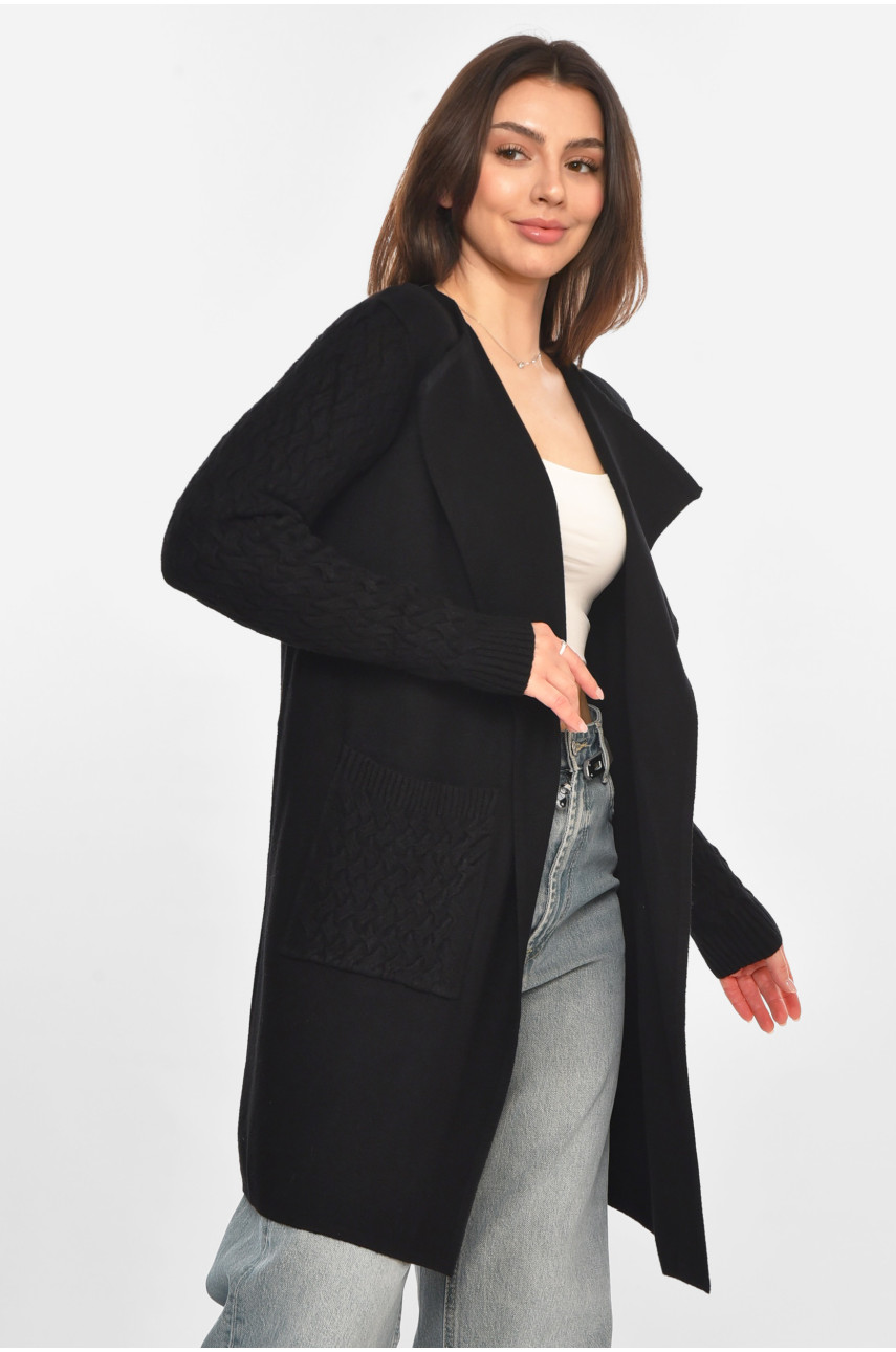 Кардиган женский однотонный черного цвета PM9264 213246