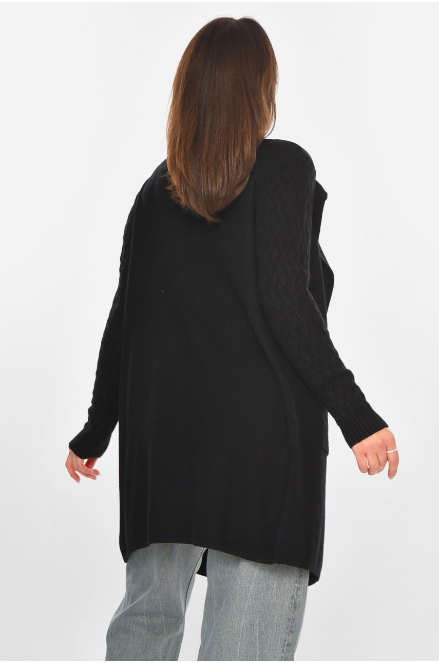 Кардиган женский однотонный черного цвета PM9264 213246