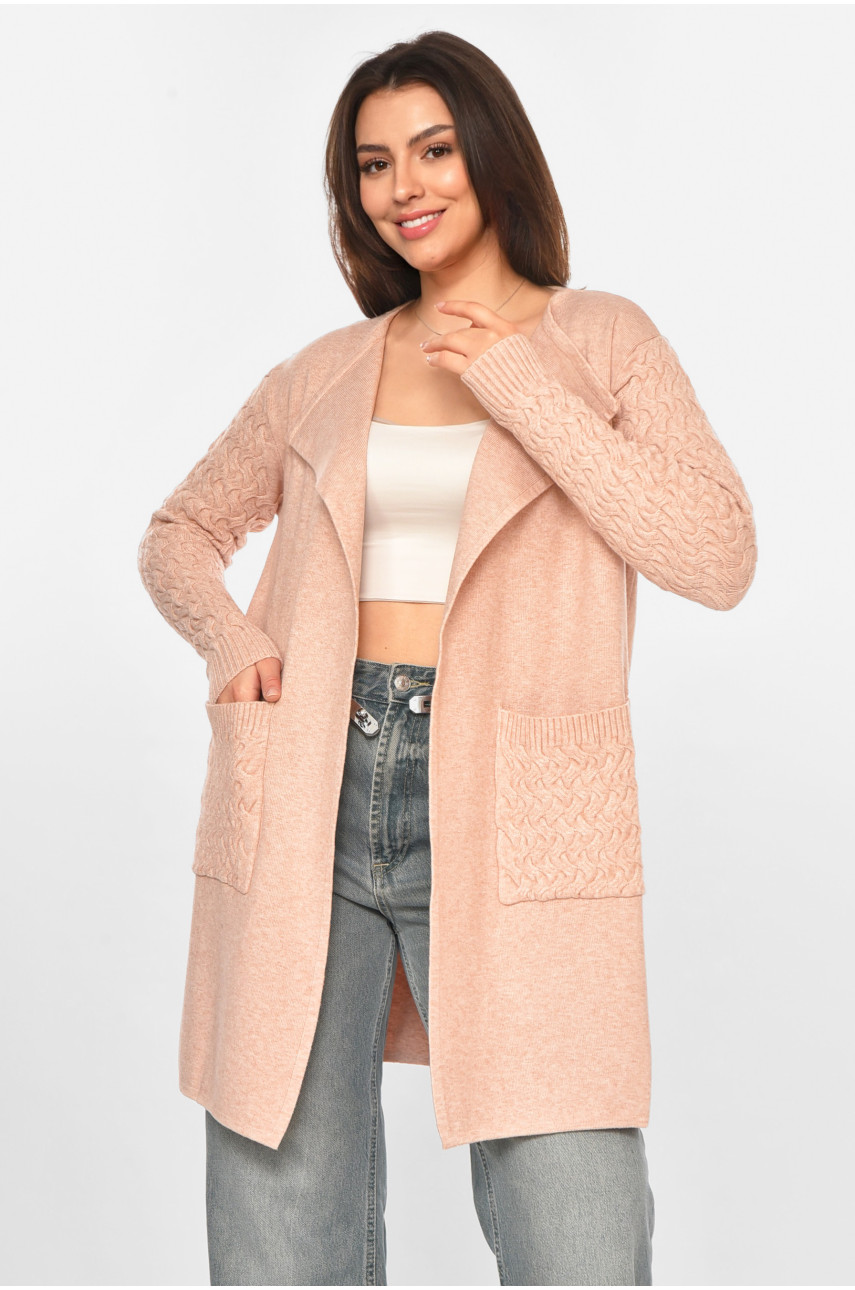 Кардиган жіночий однотонний світло-рожевого кольору PM9264 213247
