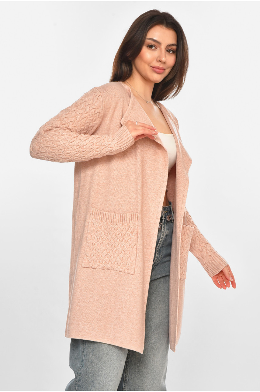 Кардиган жіночий однотонний світло-рожевого кольору PM9264 213247