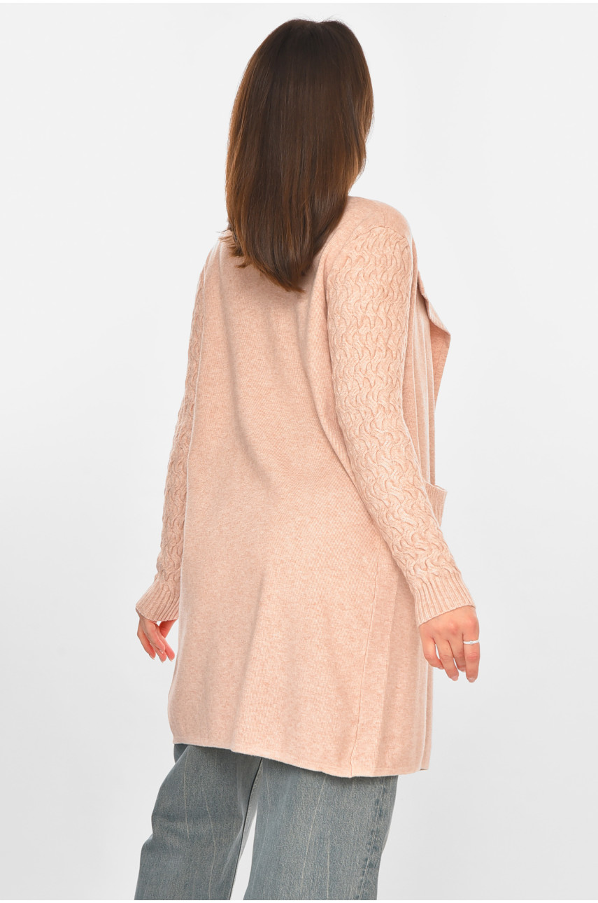 Кардиган жіночий однотонний світло-рожевого кольору PM9264 213247