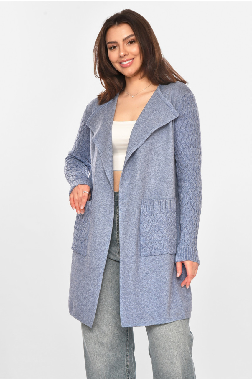 Кардиган жіночий однотонний синього кольору PM9264 213248