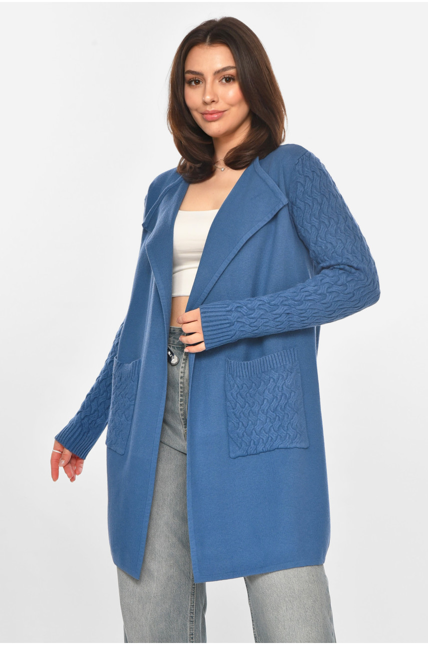 Кардиган жіночий однотонний темно-синього кольору PM9264 213250