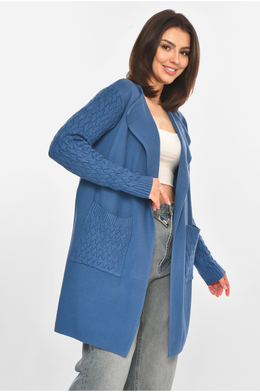 Кардиган жіночий однотонний темно-синього кольору PM9264 213250