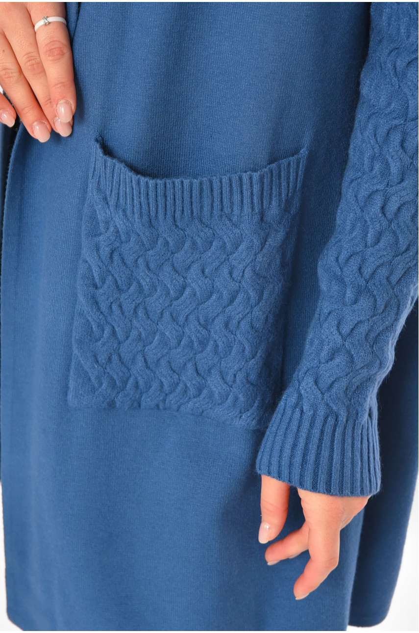 Кардиган жіночий однотонний темно-синього кольору PM9264 213250