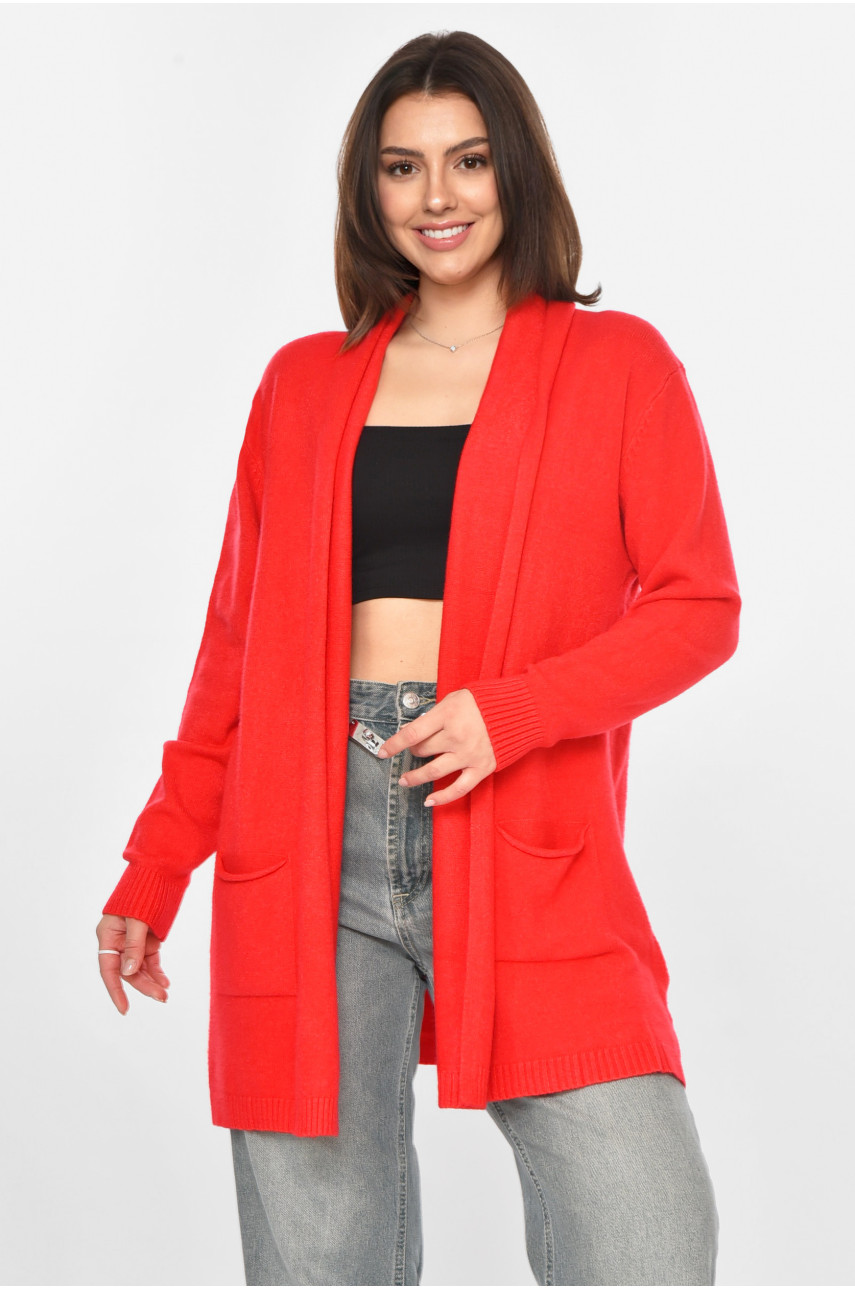 Кардиган жіночий однотонний червоного кольору G645 213253