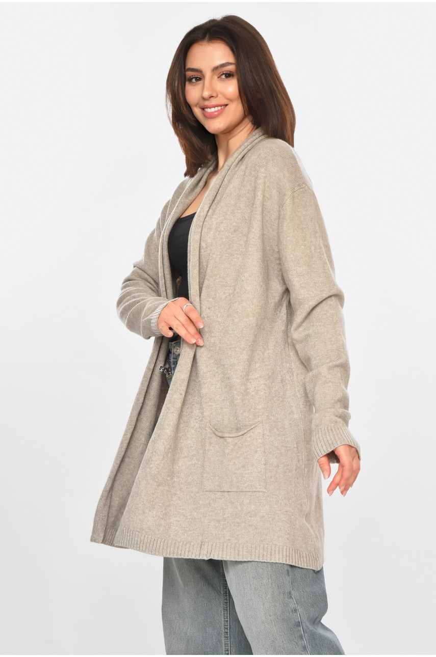 Кардиган жіночий однотонний темно-сірого кольору G645 213257