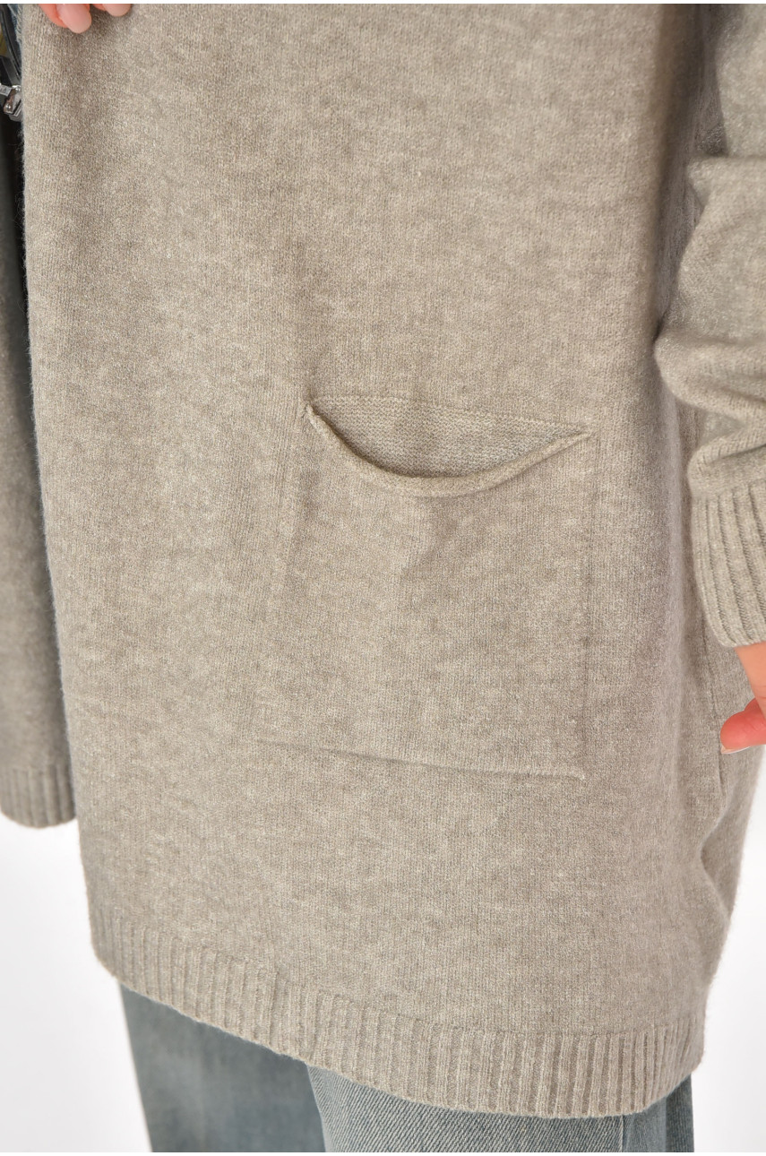 Кардиган жіночий однотонний темно-сірого кольору G645 213257