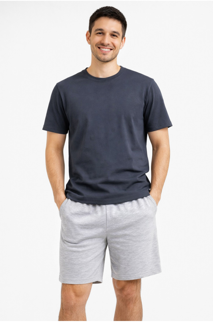 Костюм чоловічий шорти та футболка темно-сірого кольору 213259