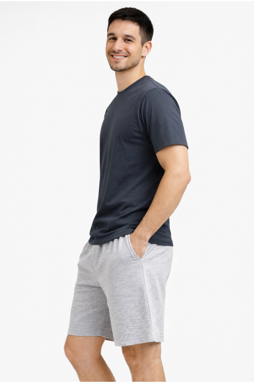 Костюм чоловічий шорти та футболка темно-сірого кольору 213259
