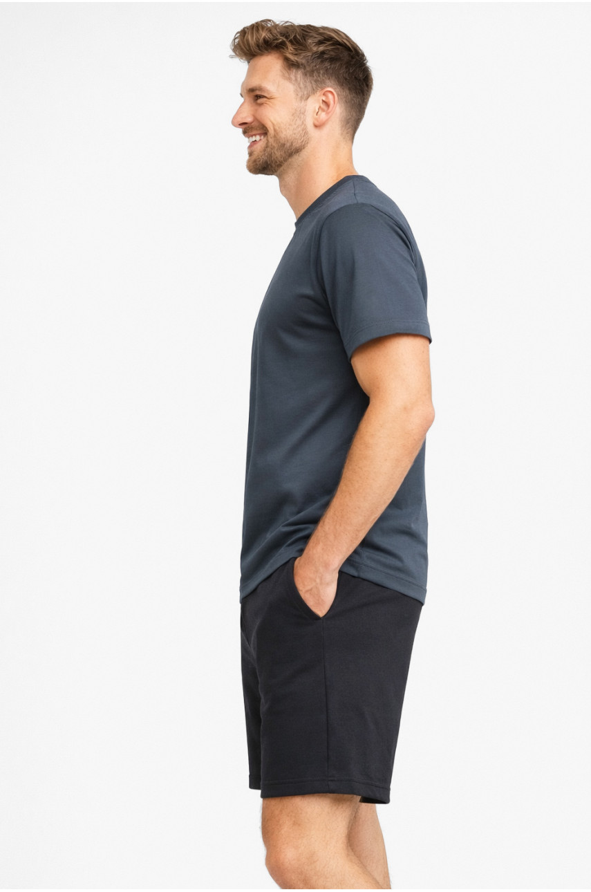 Костюм чоловічий шорти та футболка темно-сірого кольору 213261