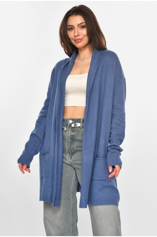 Кардиган женский однотонный тёмно-синего цвета G645 213263