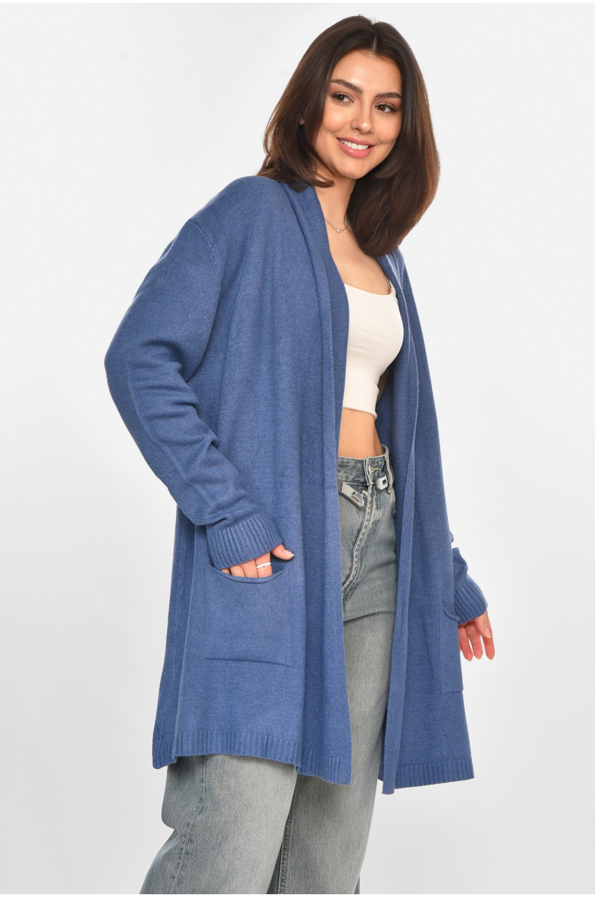Кардиган женский однотонный тёмно-синего цвета G645 213263