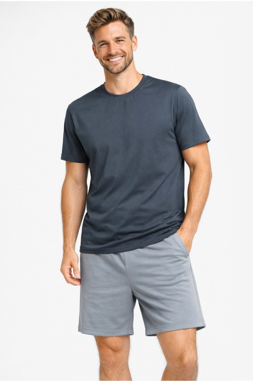 Костюм чоловічий шорти та футболка темно-сірого кольору 213265