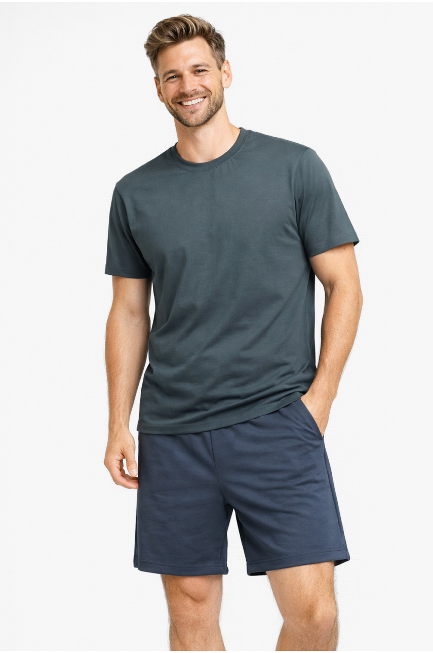 Костюм чоловічий шорти та футболка темно-сірого кольору 213266