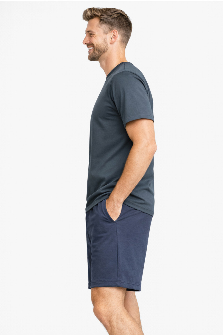 Костюм чоловічий шорти та футболка темно-сірого кольору 213266